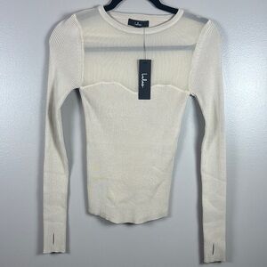 NWT Lulu’s Cream Ribbed Long Sleeve Top